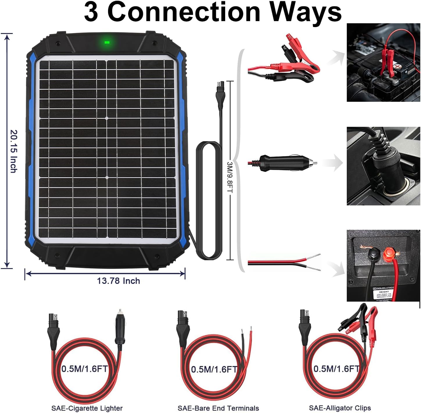 Thumbnail 4 de SUNER POWER 20W 12V Solar Battery Trickle Charger PRO