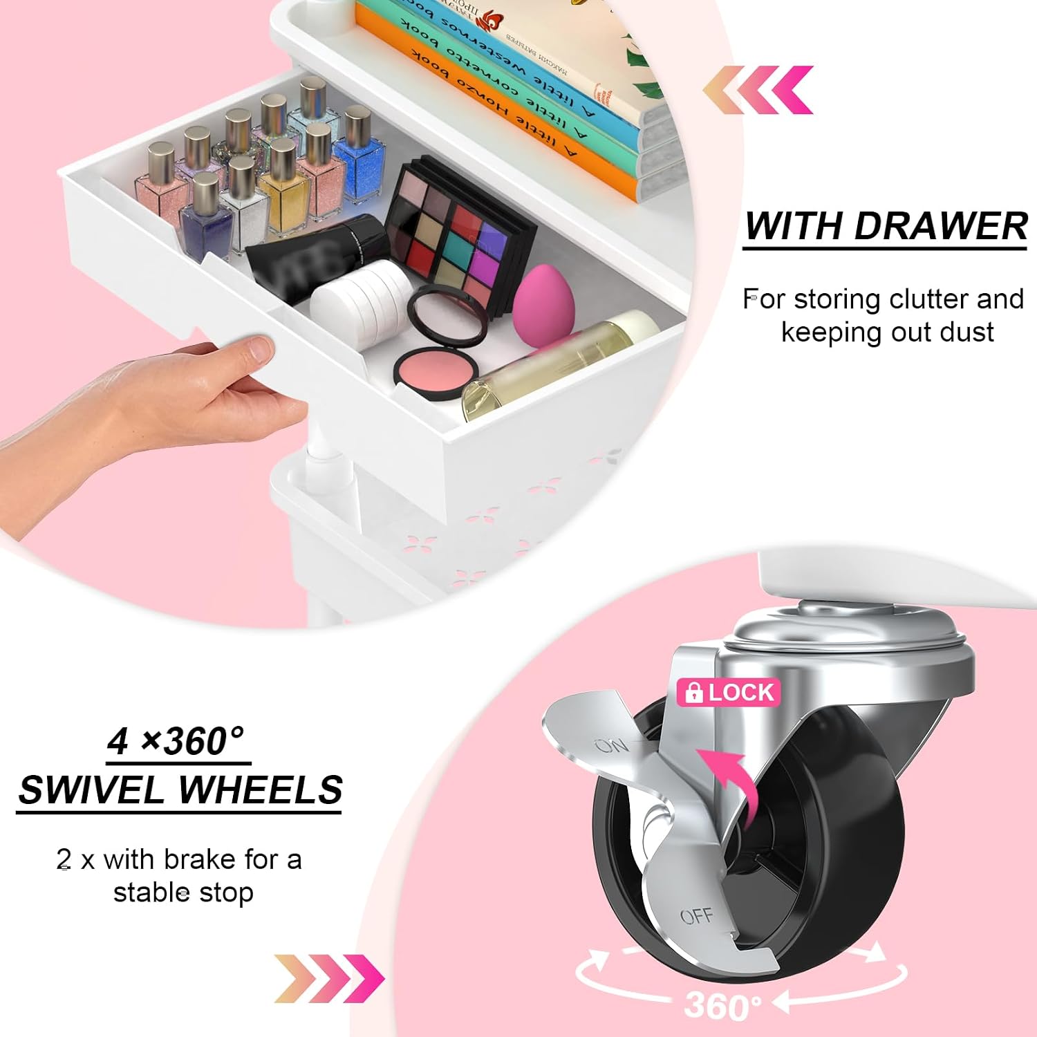 Thumbnail 1 de Goovilla 3-Tier Rolling Utility Cart Organizer with Drawer 🛒