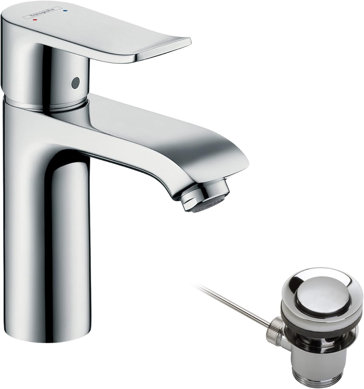 Detalle 2 de hansgrohe Metris 100 jednouchwytowa bateria umywalkowa, chrom, Push-Open i EcoSmart