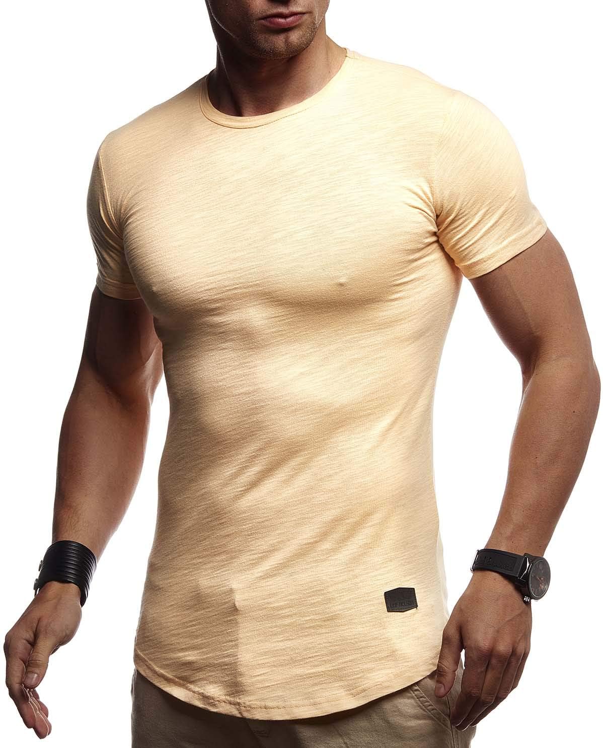 Detalle de Leif Nelson T-shirt été à col rond, coupe droite – coton stretch, orange, XXL