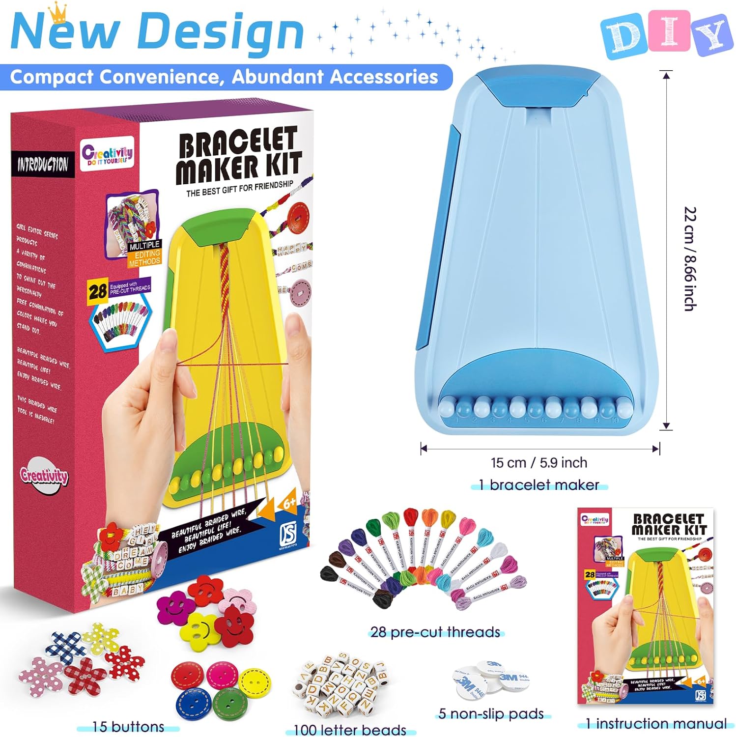 Thumbnail 5 de Friendship Bracelet Making Kit for Girls Ages 8-12 with 28 Pre-Cut Threads and Letter Beads