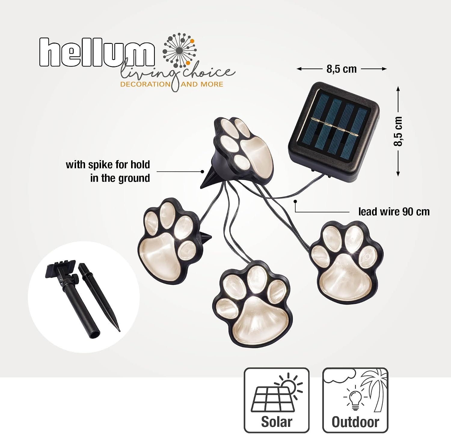 Detalle de Hellum zampe solari: luci a LED per esterni con 4 LED bianco caldo, 240 cm