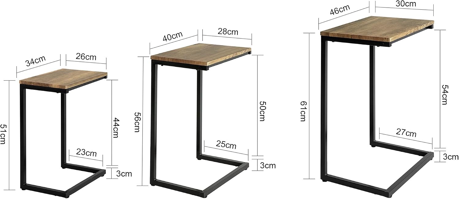 Thumbnail 2 de SoBuy FBT102-F Set 3 tables gigognes