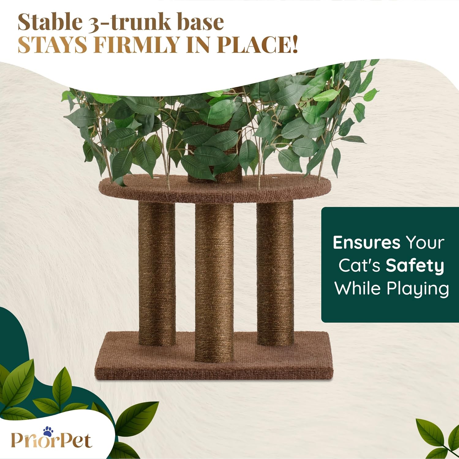 Thumbnail 2 de PRIORPET Cat Tree with Leaves – Sturdy, Space-Saving and Scratch-Ready