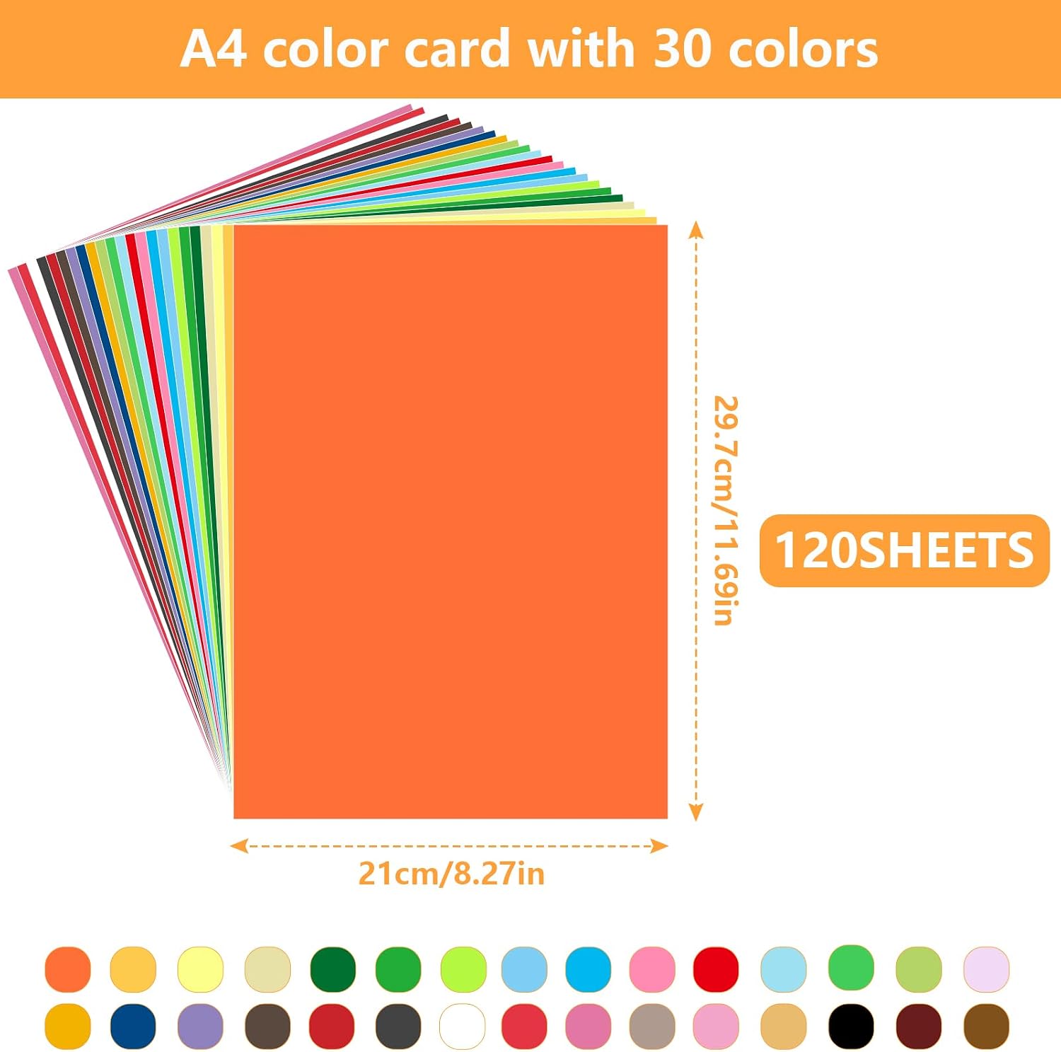 Detalle de Coloured Card A4 120 Sheets Pack 230GSM – Multicoloured Coloured Cardstock for DIY Arts & Crafts
