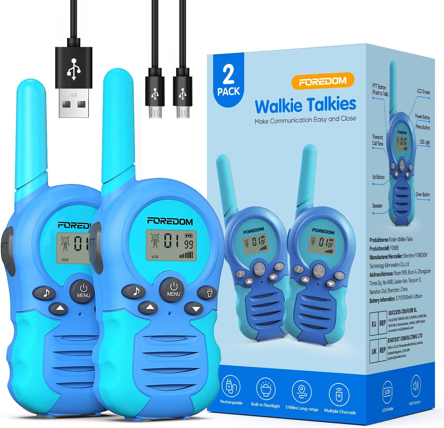 FOREDOM Walkie Talkies Kinder 2er Set
