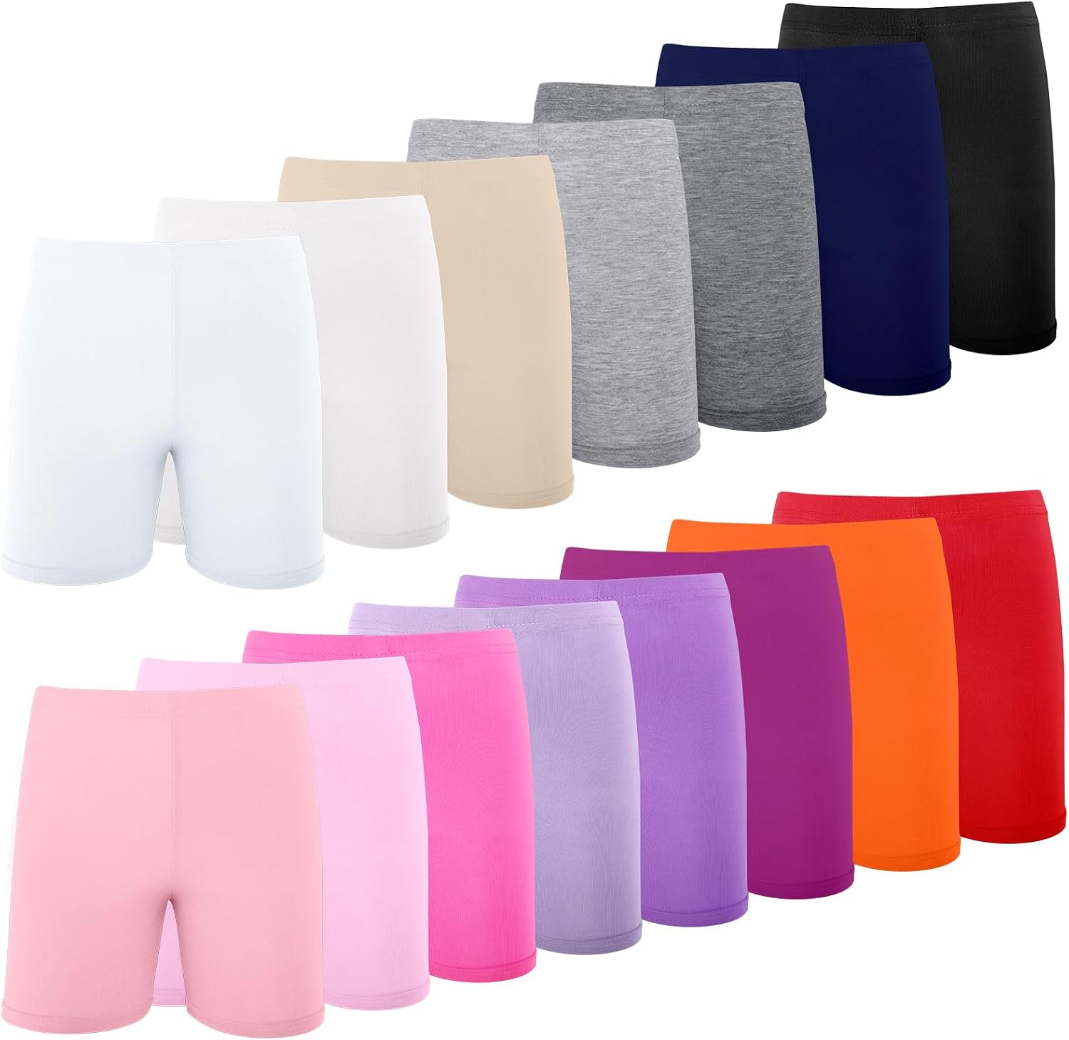 Detalle de HOLLHOFF 15-Pack Girls Shorts: Breathable, Versatile Bike Shorts for Dance, Play, and Dress Overlays