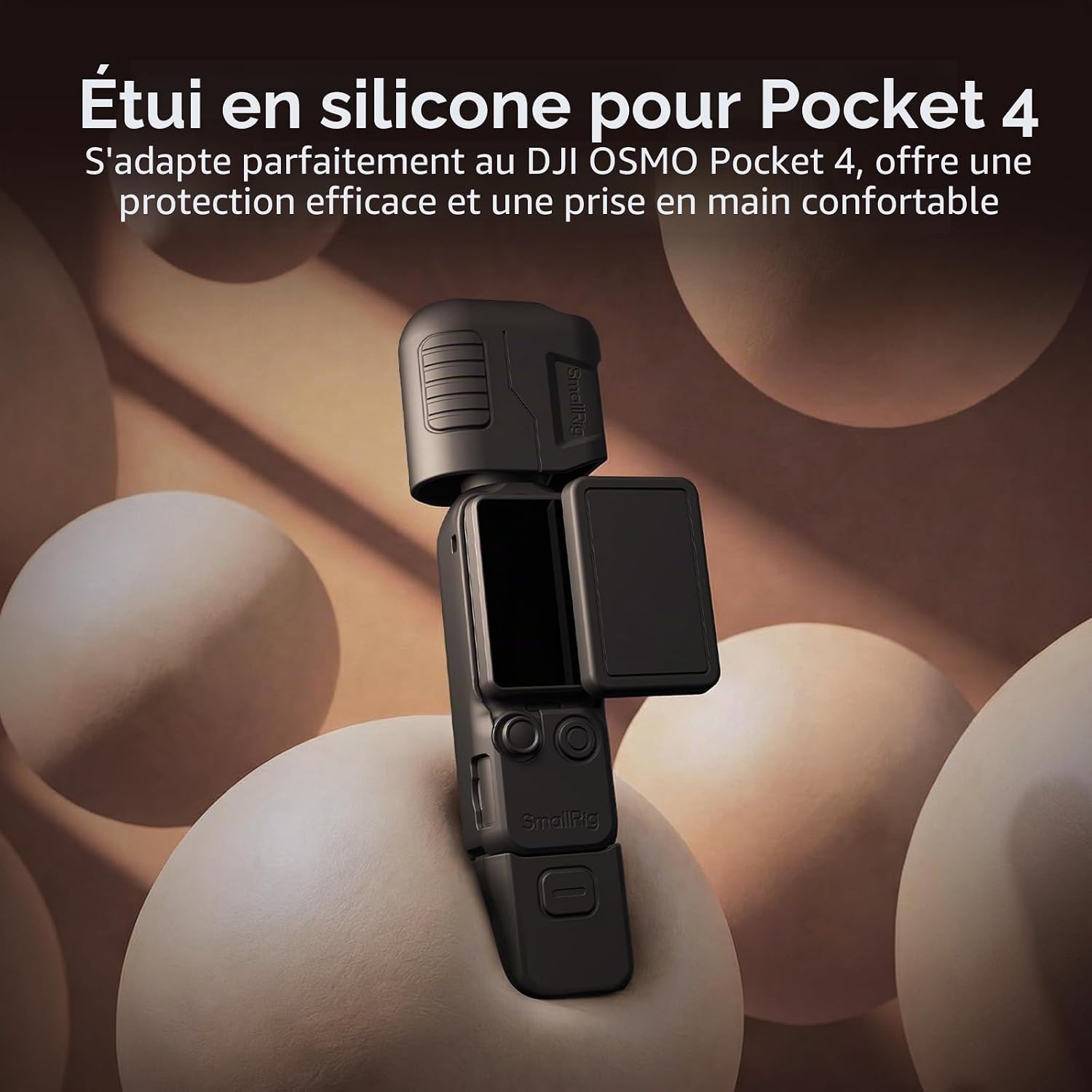 Detalle de SmallRig Étui de Protection en Silicone pour DJI Osmo Pocket 4 – Kit modulaire avec écran trempé et dragonne