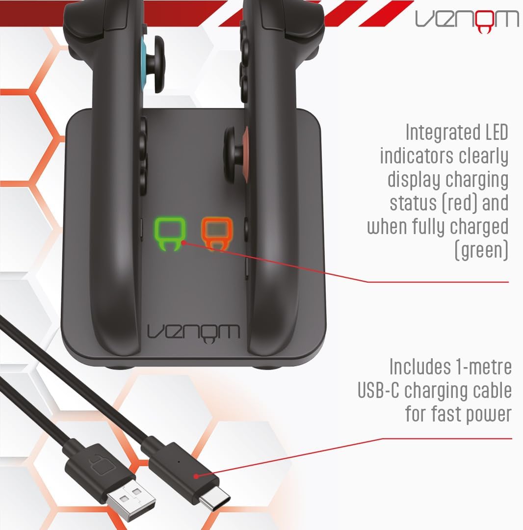 Detalle 2 de Venom Switch 2 Joy-Con Magnetic Charging Dock — dual controller charger for Nintendo Switch 2