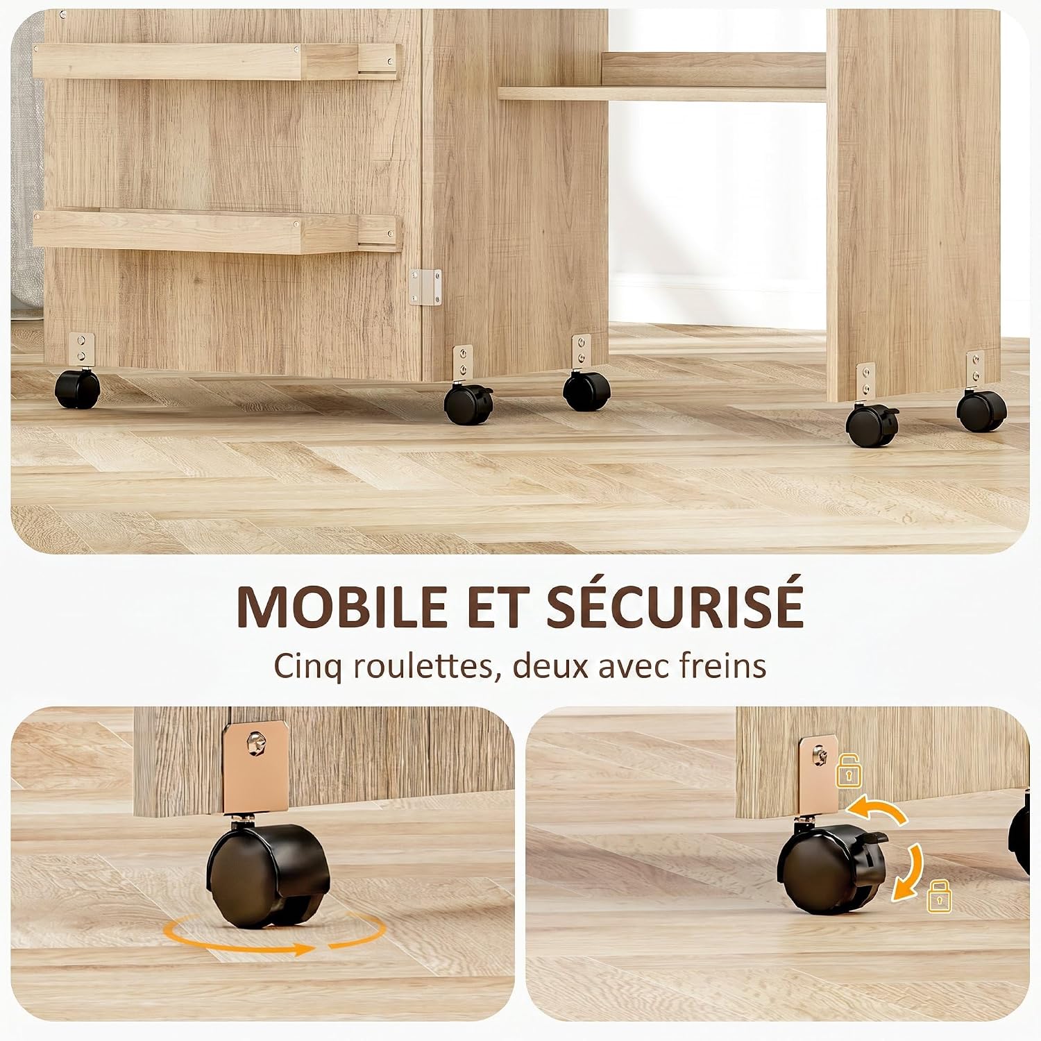 Detalle de HOMCOM L10-002V80ND opvouwbare naaitafel met klapblad en opbergruimte