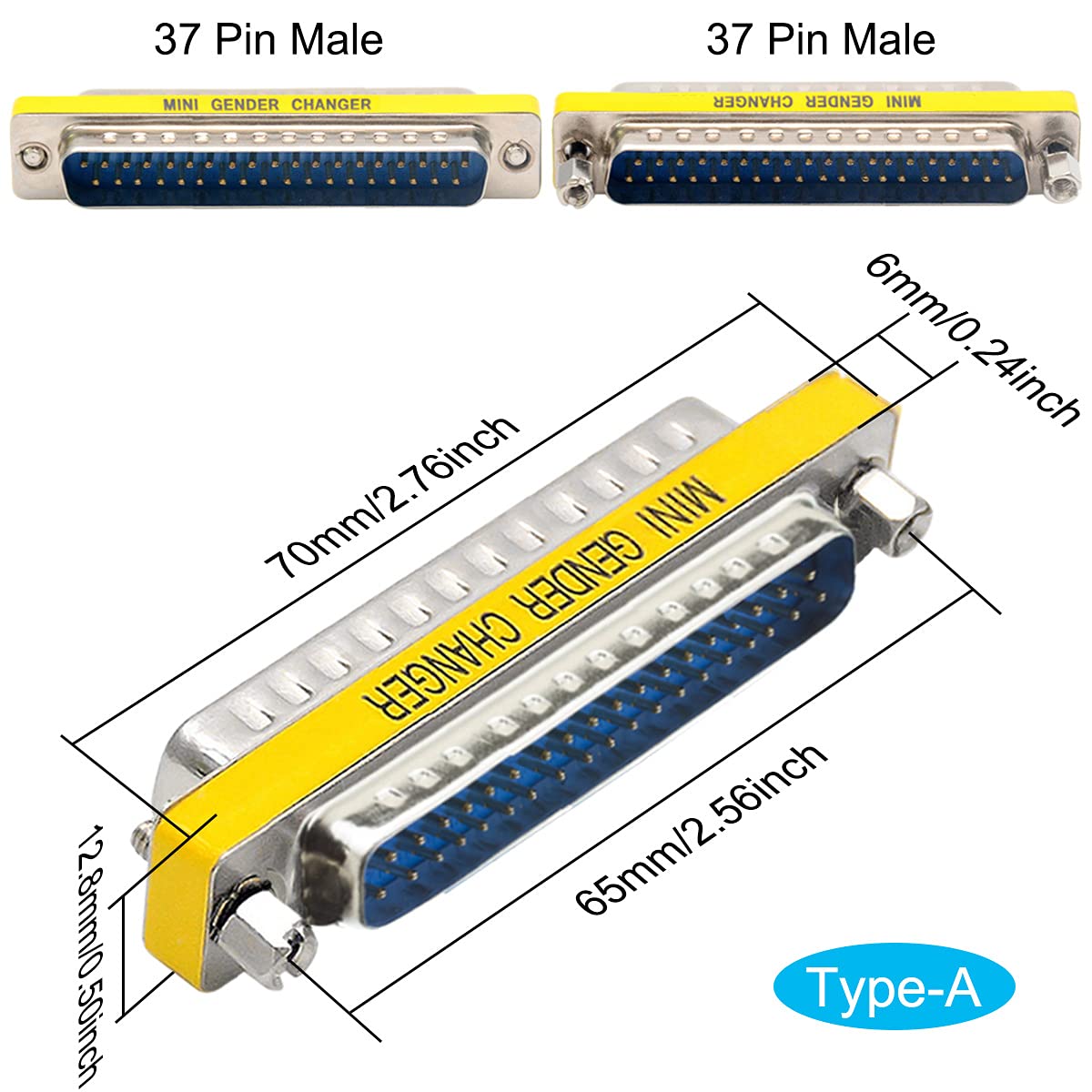 Detalle de Xiatiaosann 3-Piece DB37 Adapter Set: Male–Male, Female–Female & Male–Female