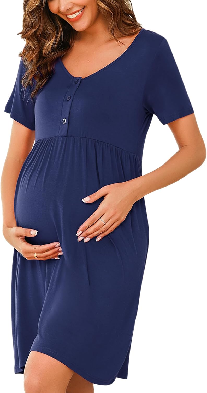 Thumbnail 6 de Bresdk Still-Nachthemd für Damen mit Knopfleiste – Kurzarm zum Knöpfen, Modal-Spandex
