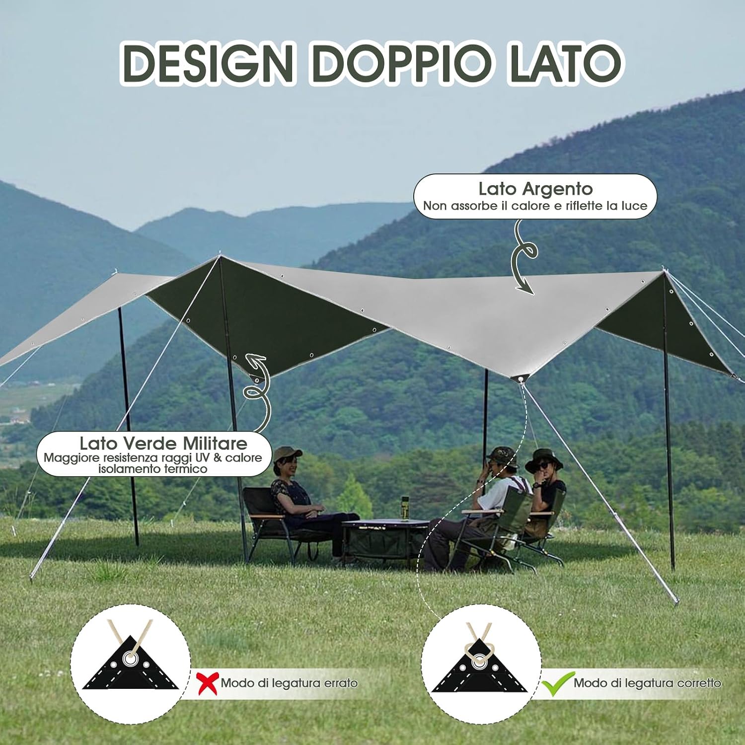 Detalle de Telo Impermeabile Esterno 4x6 m 180 g/m² in PE rinforzato con occhielli