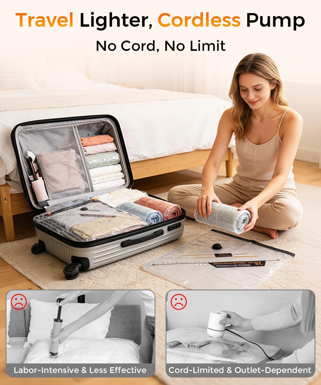 Thumbnail 3 de Rechargeable cordless vacuum storage bags for travel – 12-pack with electric pump (PE/PA, triple-seal)