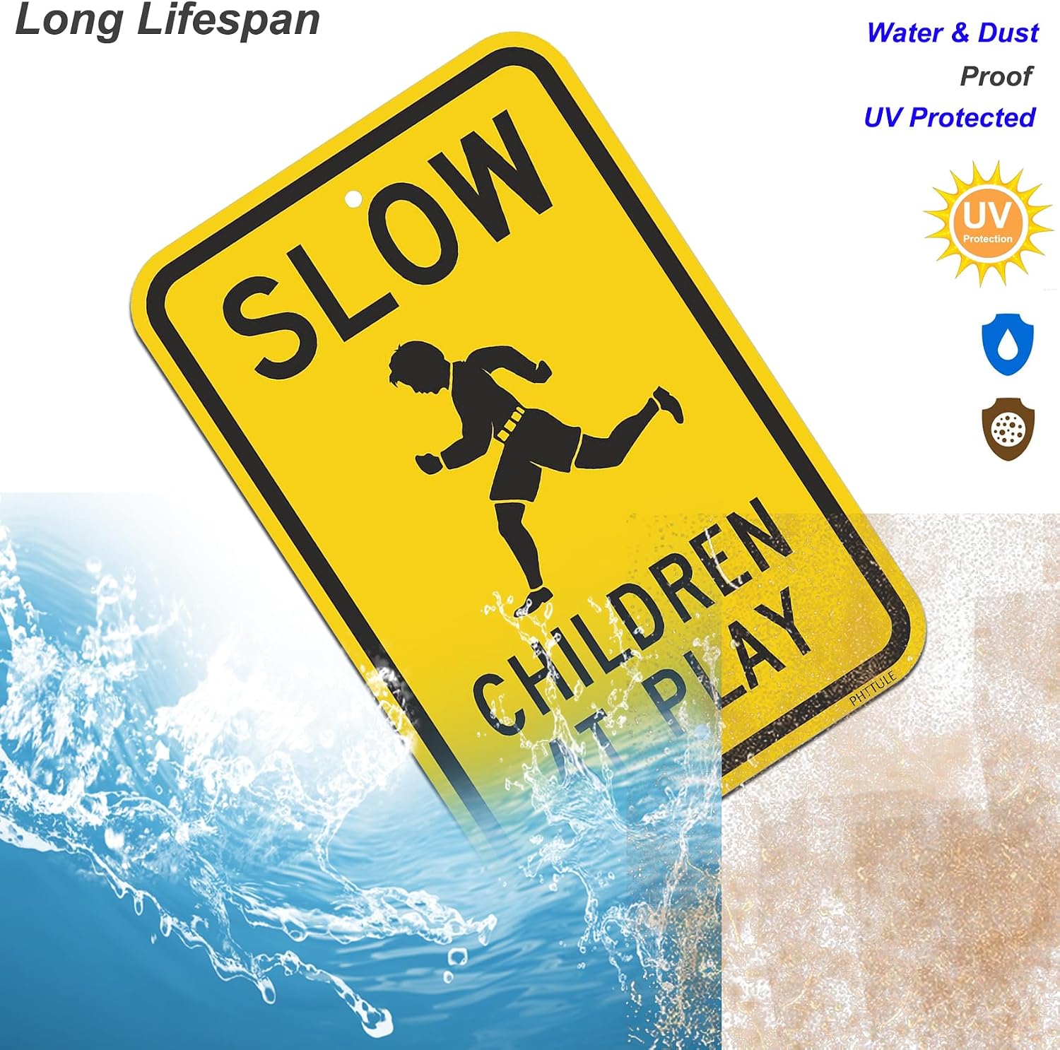 Detalle 2 de PHTTULE Slow Down Sign 18 x 12 inches