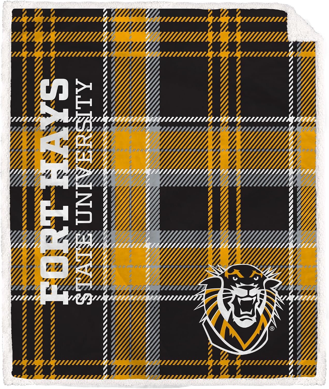 Detalle de Proformance Home NCAA Playmaker Plaid Ultra Cozy Sherpa Throw (Fort Hays State Tigers)