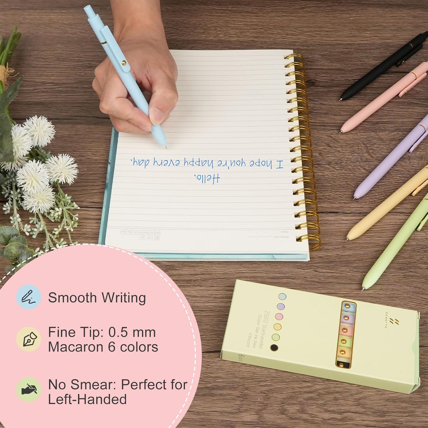 Detalle de Ddaowanx colored pens-01 Gel Pens, 0.5 mm Retractable, Quick-Drying Ink