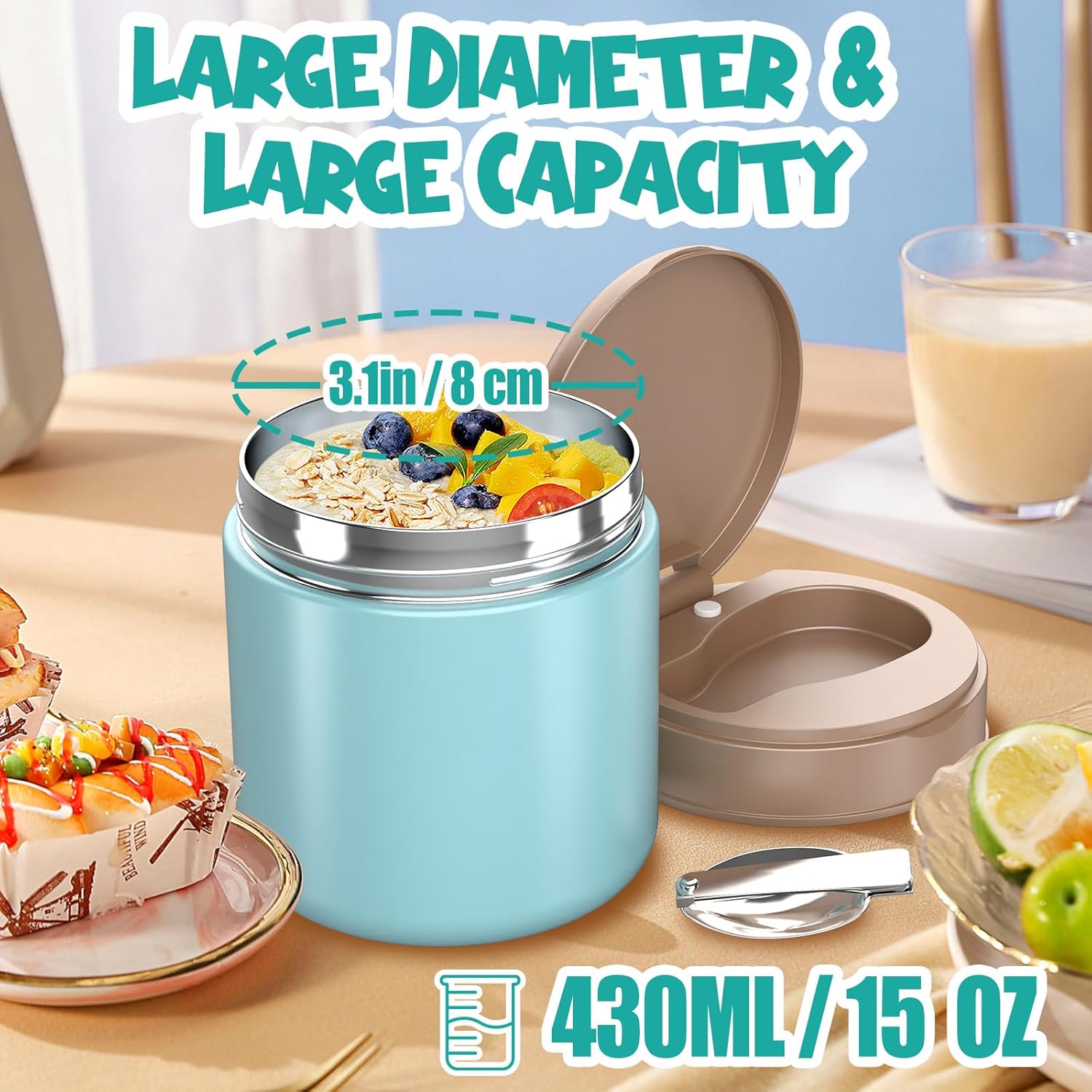 Detalle 2 de Insulated Food Jar 15.2 Oz for Kids 🍱