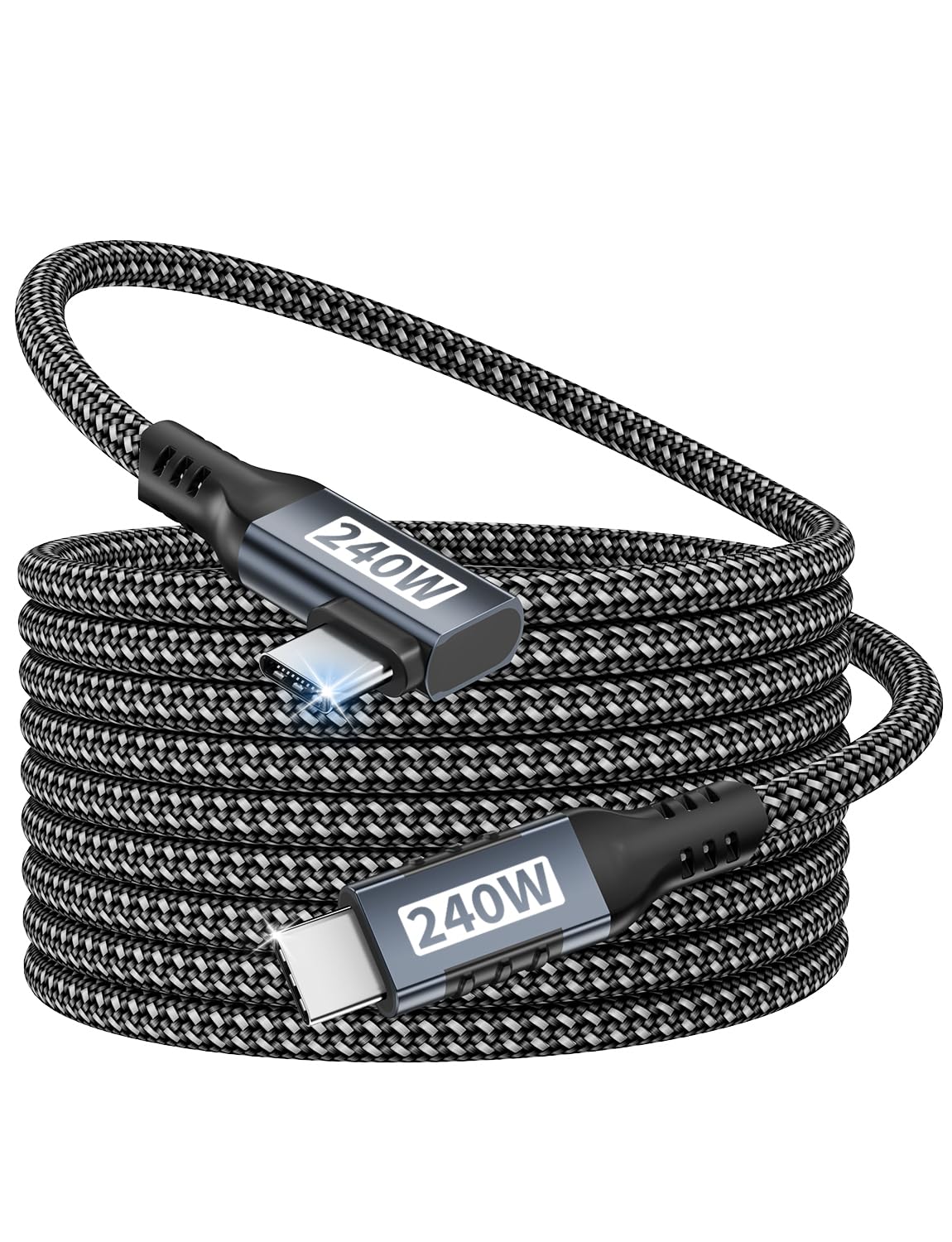 Detalle de 240W USB C to USB C Cable (5m) with 90° Angle — PD3.1 Fast Charge for MacBook, iPhone, Galaxy and More