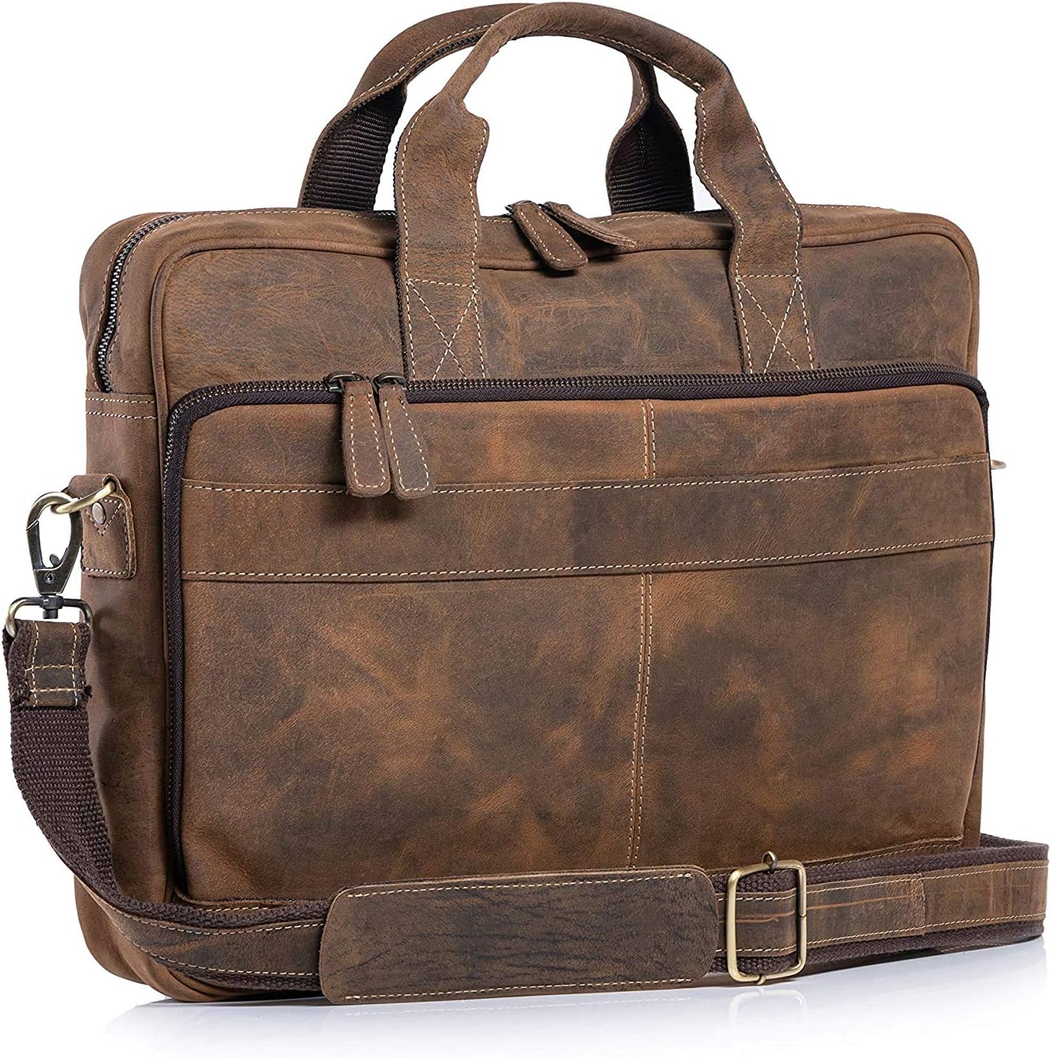 KPL Leather 18 Inch Laptop Messenger Briefcase