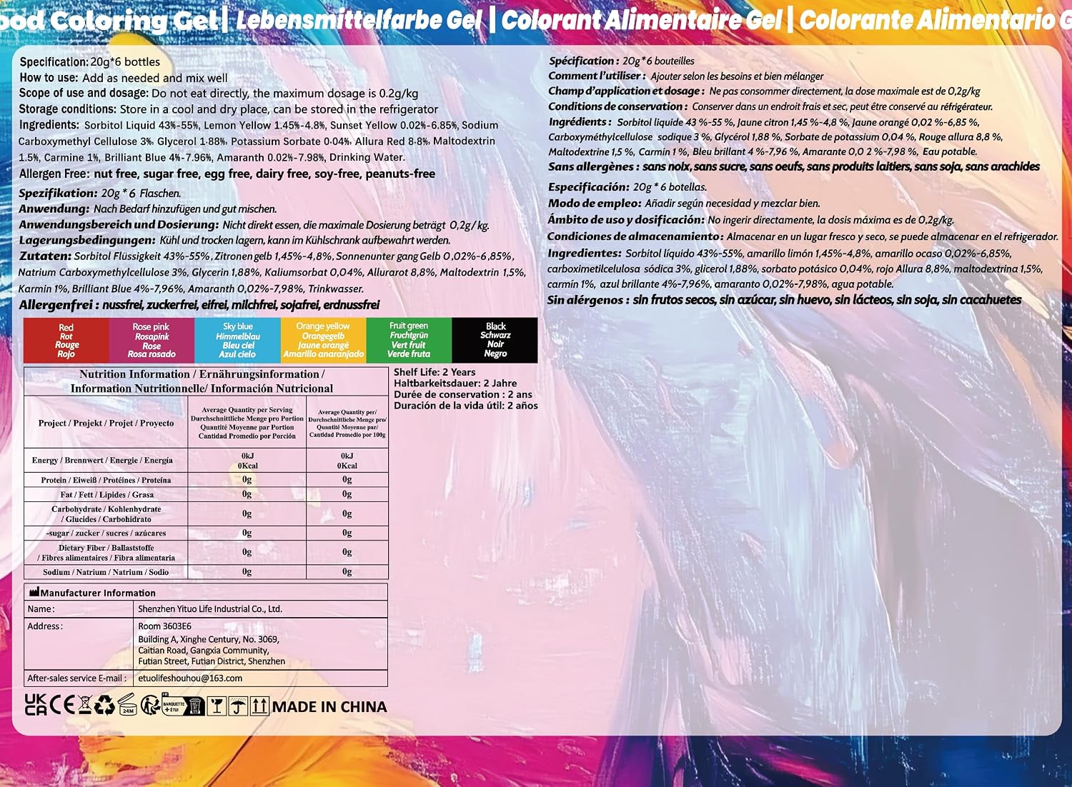 Detalle 2 de Coloranti Alimentari Gel 120 g 🍰