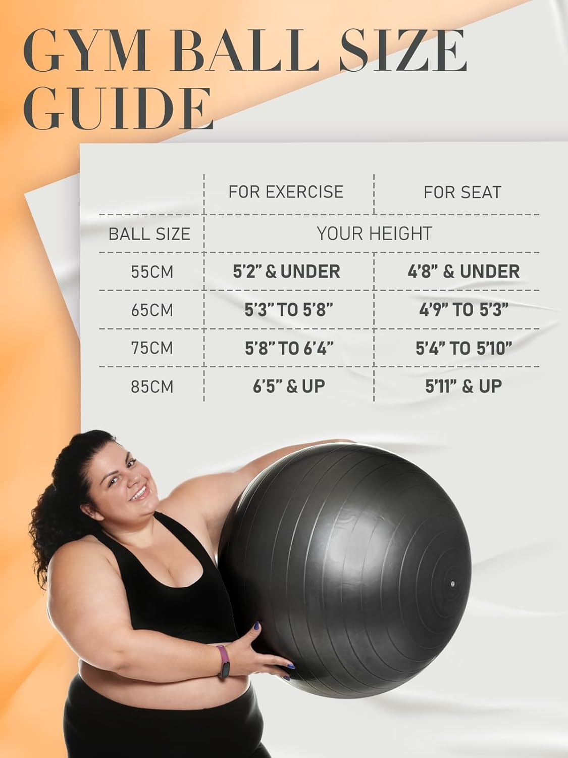 Thumbnail 5 de PhysKcal Gym Ball (55–85cm) Swiss Ball Chair for Balance, Stability & Pilates/Yoga—Anti-Burst with Quick Pump
