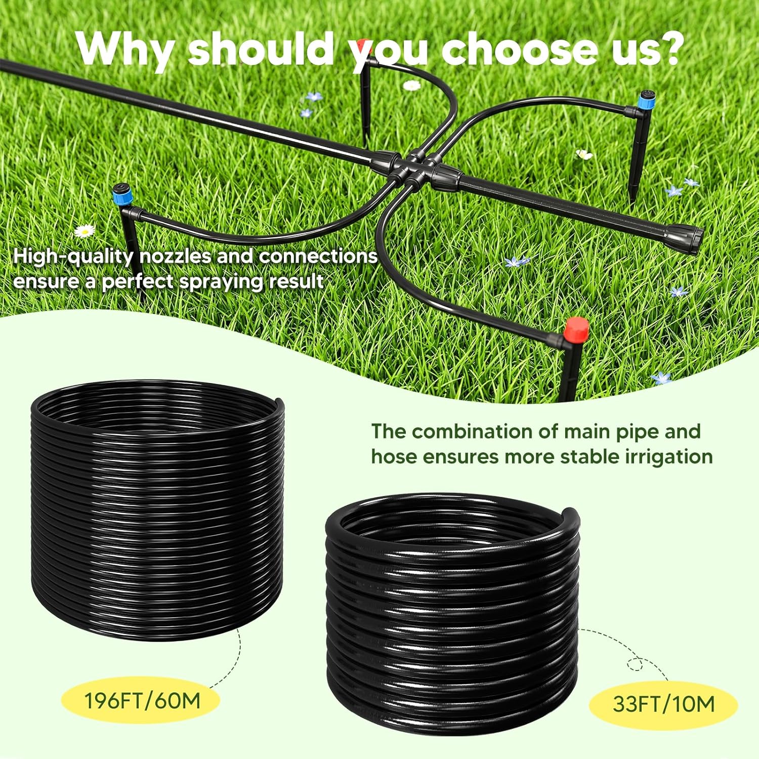 Thumbnail 5 de MQHUAYU 196FT + 33FT Quick-Connect Drip Irrigation System Kit with Adjustable Nozzles & Sprinklers