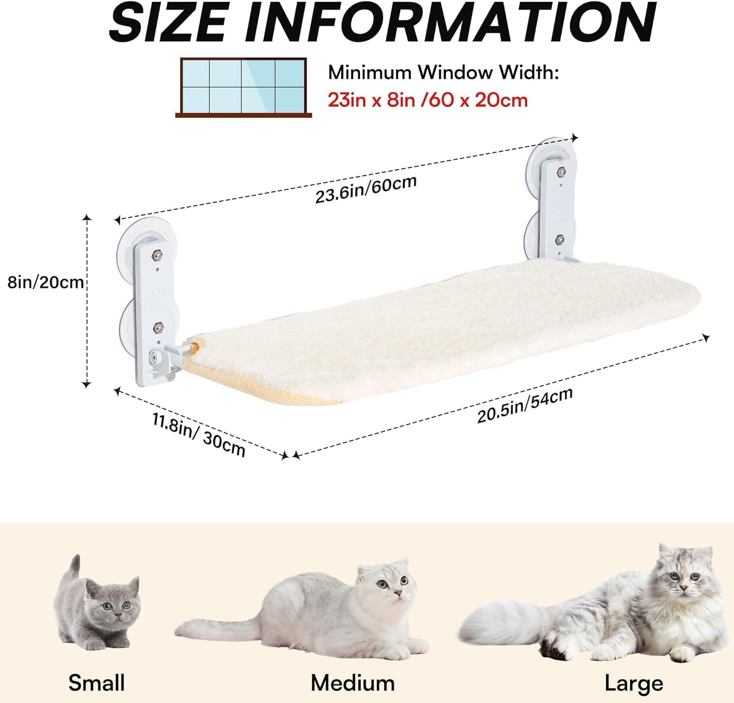Detalle de Cat Window Hammock Bed foldable window perch (54x30cm) with suction cups up to 18kg