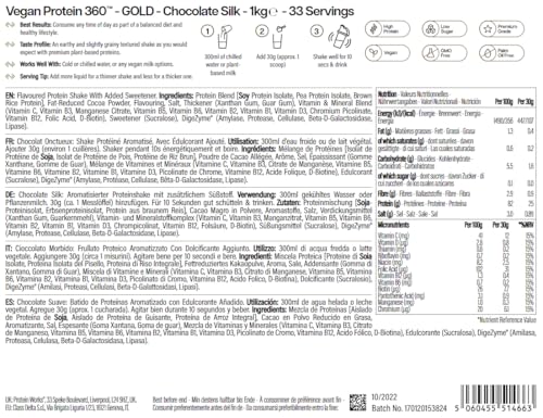 Detalle de Protein Works Vegan Protein 360 - Gold Cioccolato Morbido, 1kg
