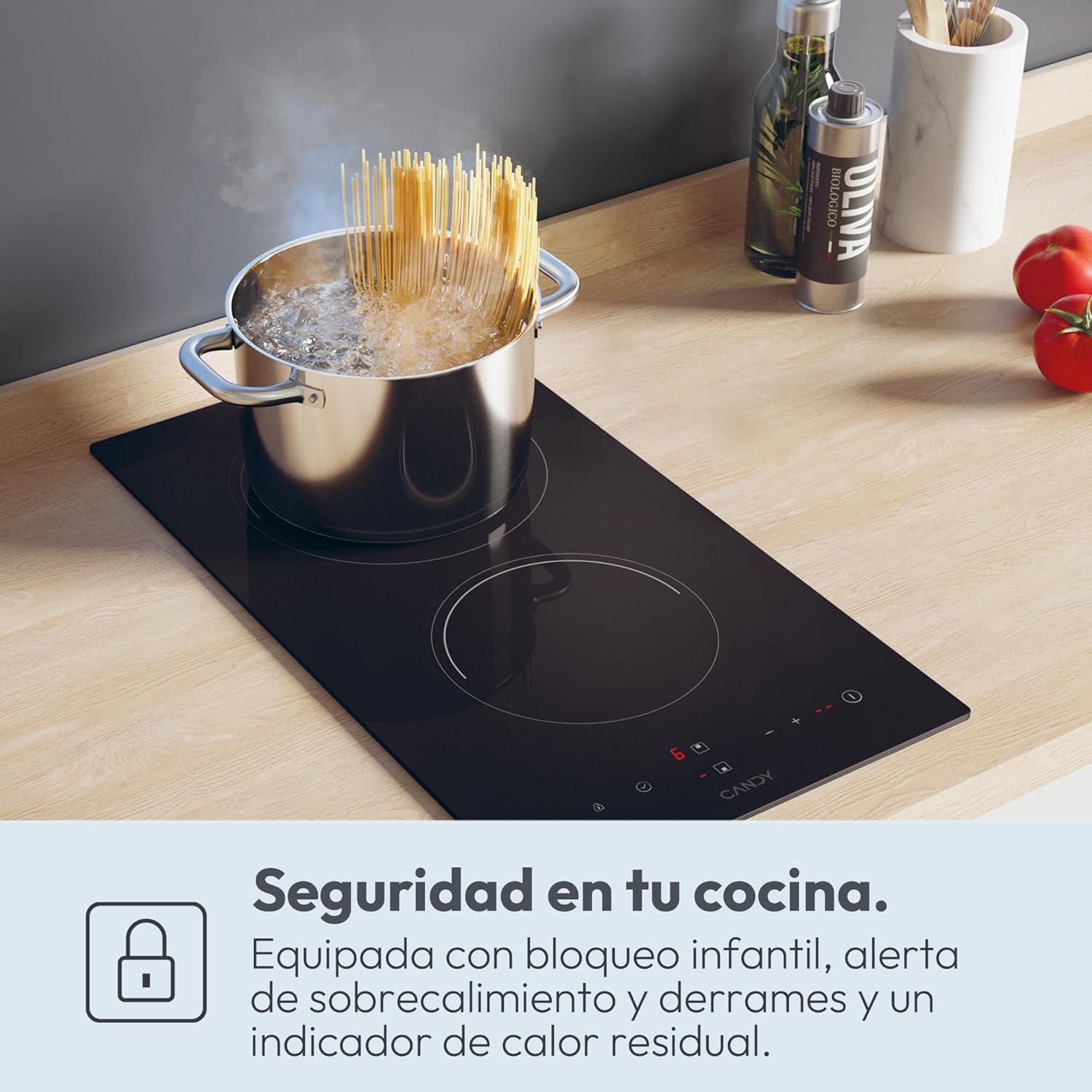 Detalle 2 de Candy Smart CDH 30, Placa Vitrocerámica Compacta con Seguridad