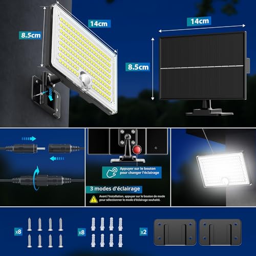 Detalle de Giliwosy Lampe Solaire Extérieur avec Détecteur de Mouvement – 2 Pièces, 4 Modes, IP65