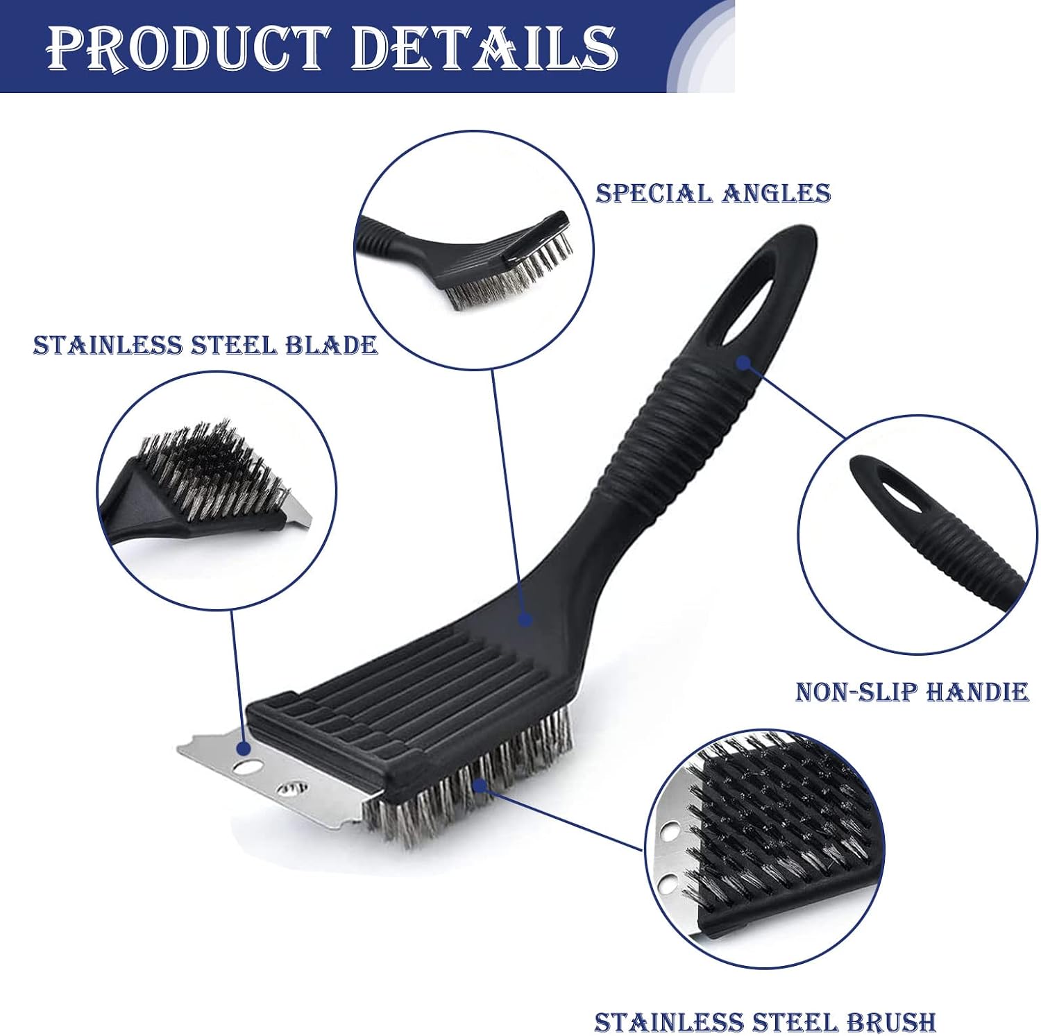 Detalle 2 de Wjyzzzh BBQ Cleaner 2-Piece Stainless Steel Wire Brush Set for Grills and Ovens