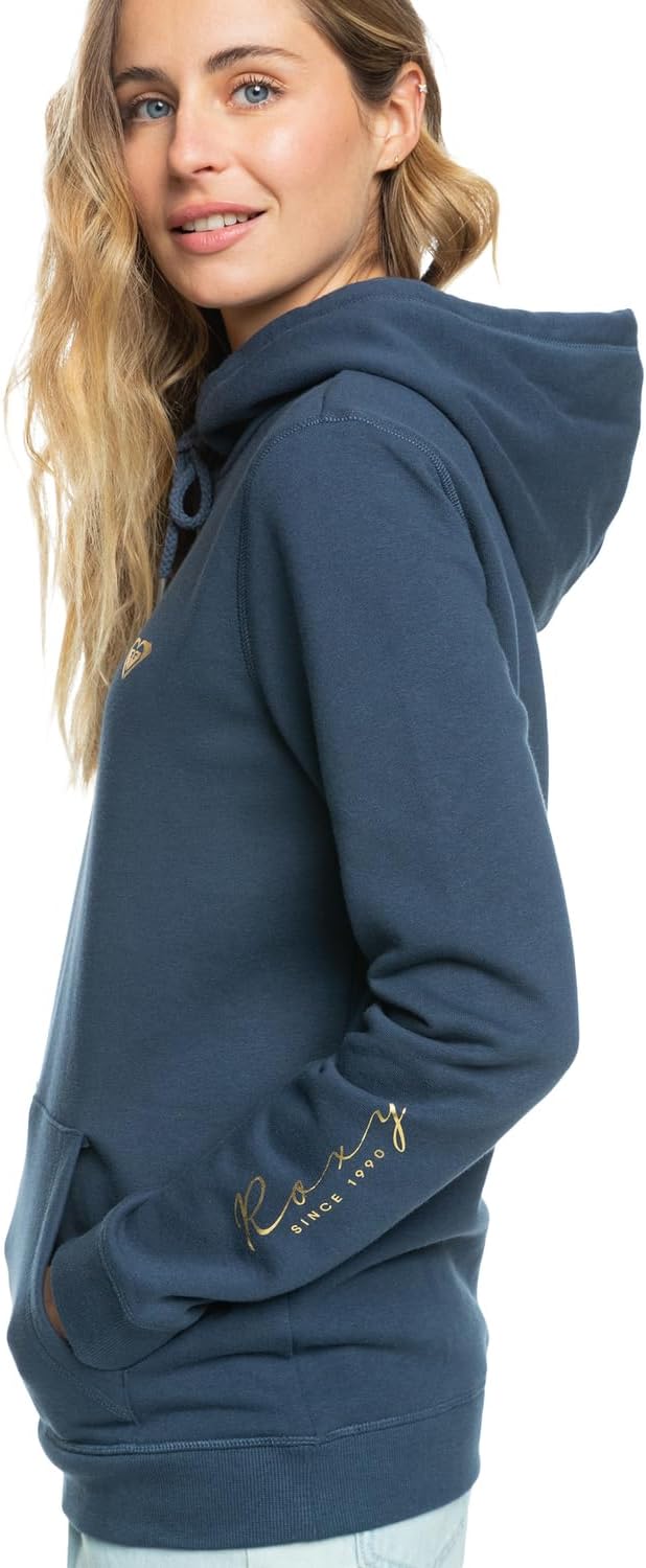 Detalle de Roxy Young Women Itia Foil Script Pullover – Sweat à capuche en coton et polyester