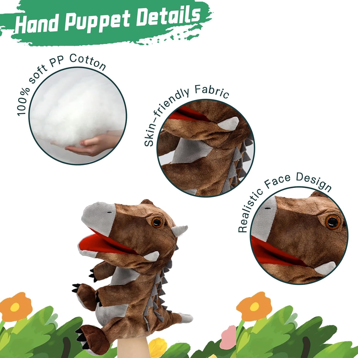 Detalle de Lilizzhoumax Dino Hand Puppet Plush Toy – Velociraptor Hand Puppet for Kids