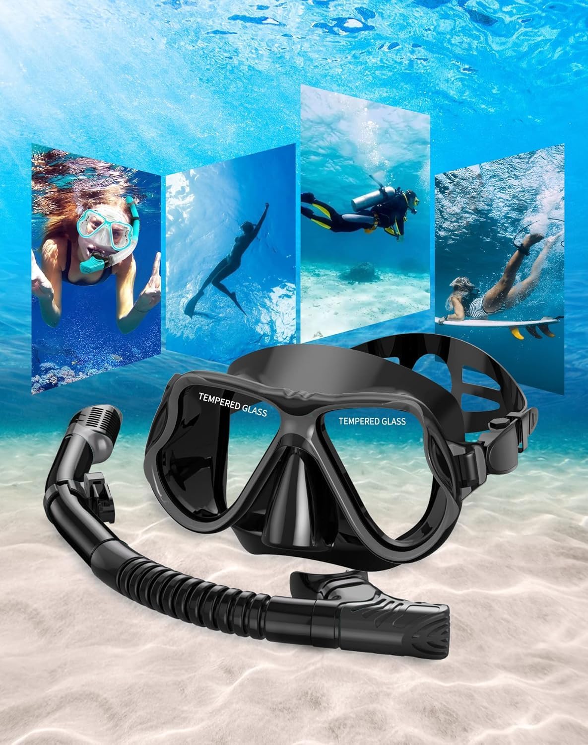 Detalle 2 de Karvipark Dry Snorkel Set with Anti-Fog Panoramic Snorkelling Goggle (Adults)