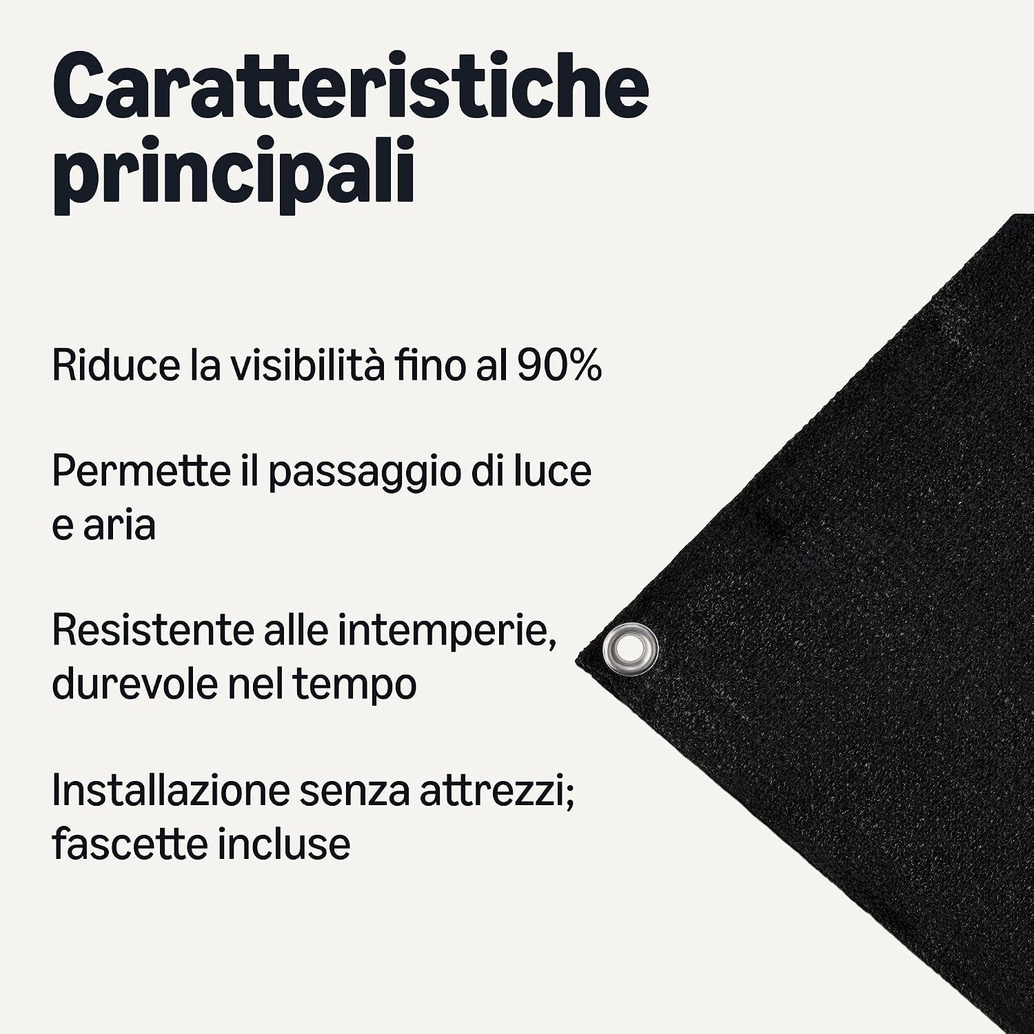 Detalle de Amazon Basics Schermo frangivista nero 0,9 x 3 m – privacy outdoor in HDPE 175 g/m²