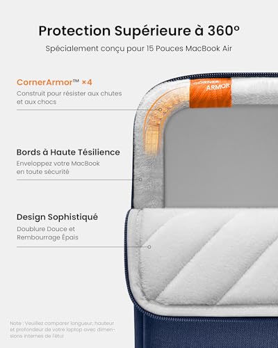Detalle 2 de tomtoc 360° Housse pour MacBook Air 15 pouces M5/M4/M3/M2 (2023–2026)