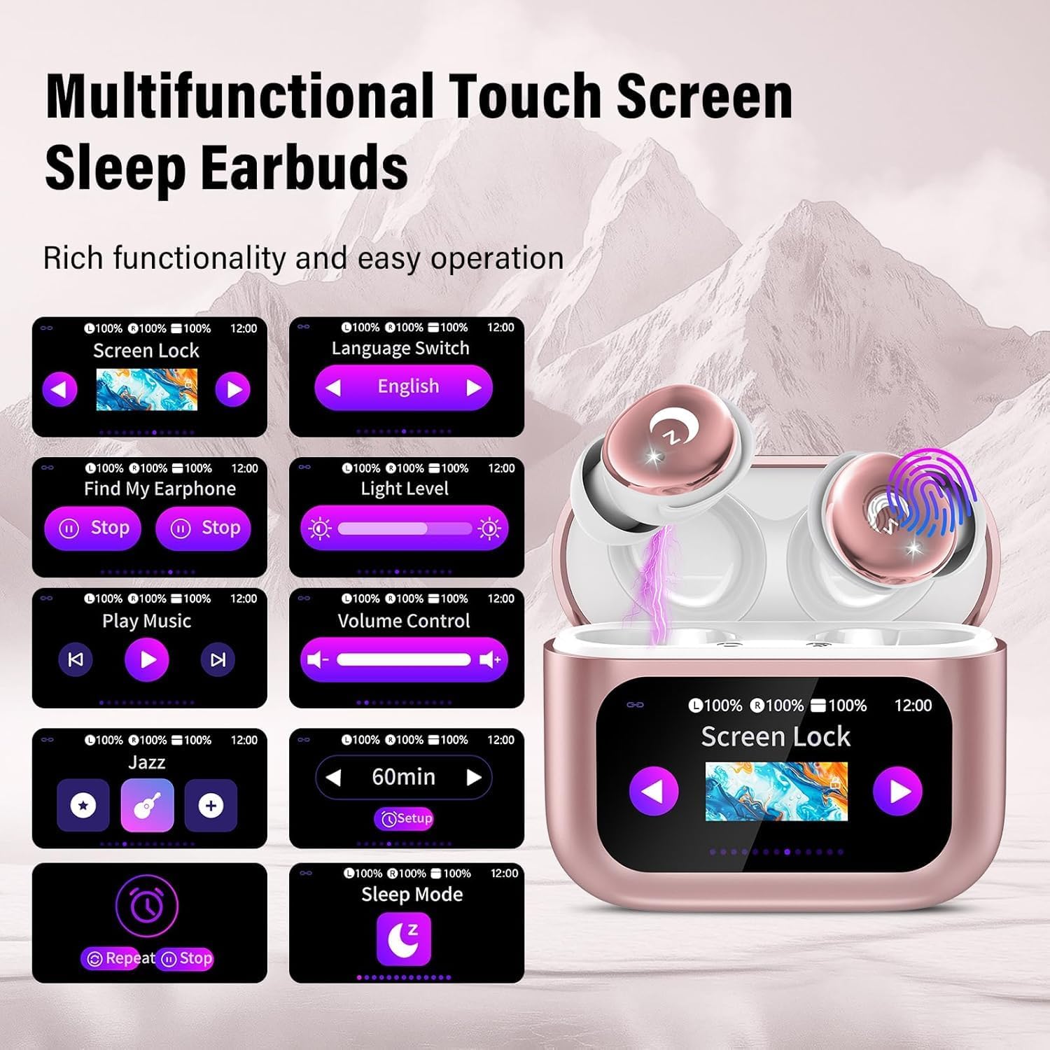 Thumbnail 3 de Bluetooth Schlafkopfhörer Mini 48 Std: 3 g pro Ohr, Touchscreen und IPX7