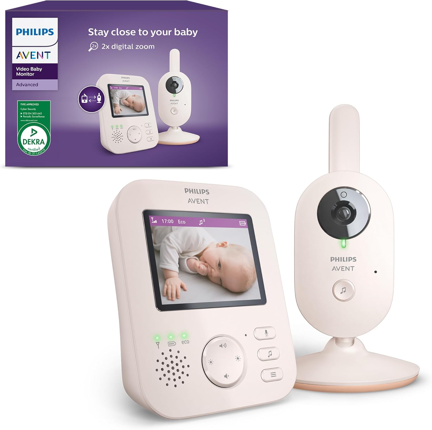 Detalle de AVENT Philips Babyphone vidéo Advanced – DEKRA certifié, caméra et audio, 2,8