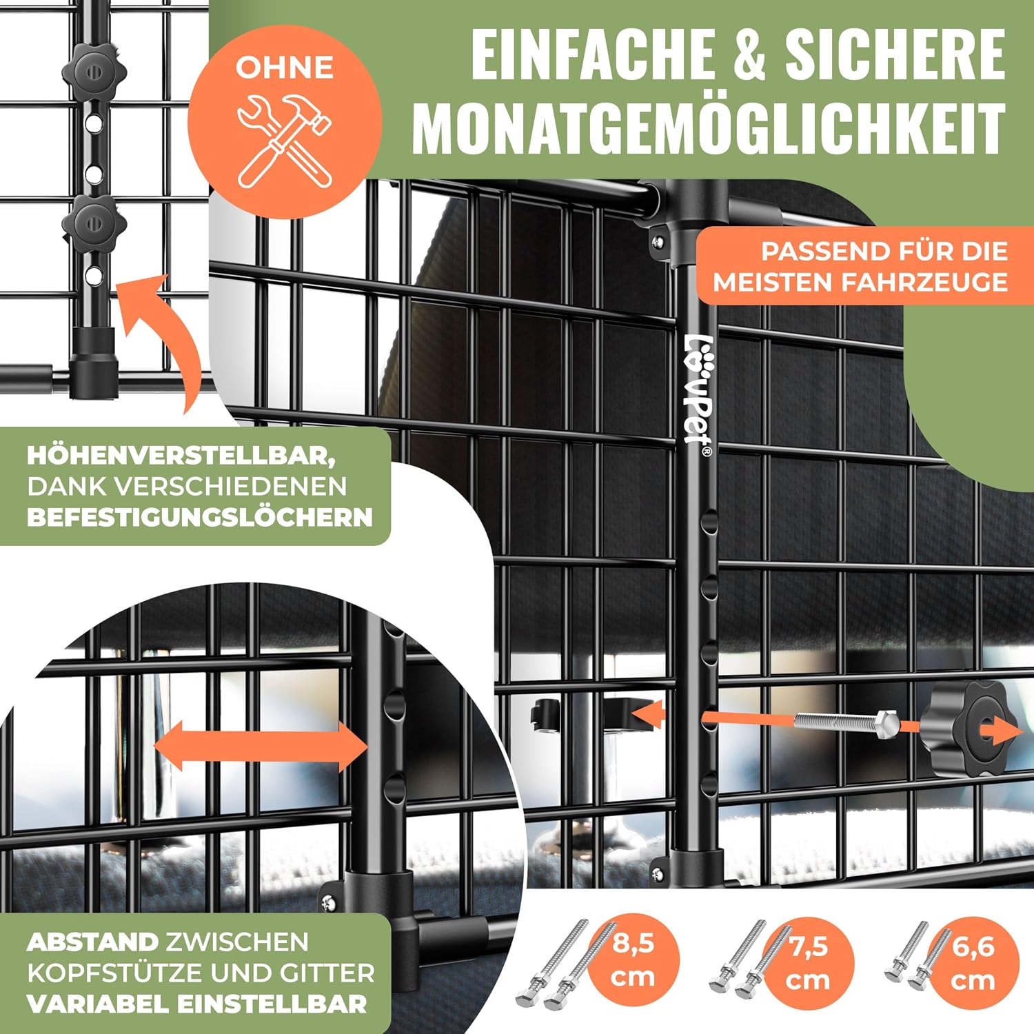 Detalle 1 de LOVPET® Hundegitter 30 x 91-153 cm