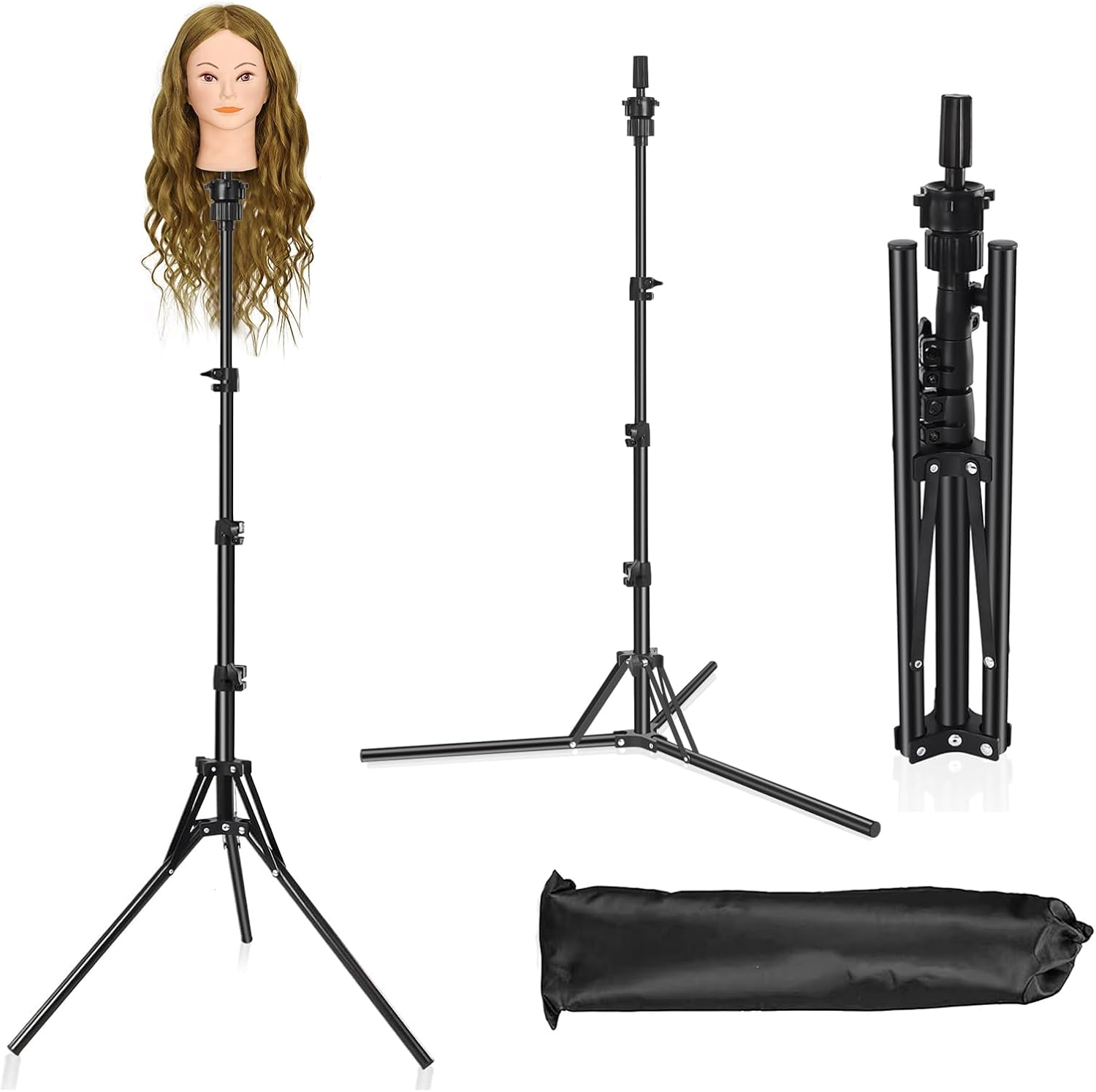 Detalle de CASDUCT Mannequin-Kopfständer 160 cm – verstellbarer, robuster Perückenständer aus Metall