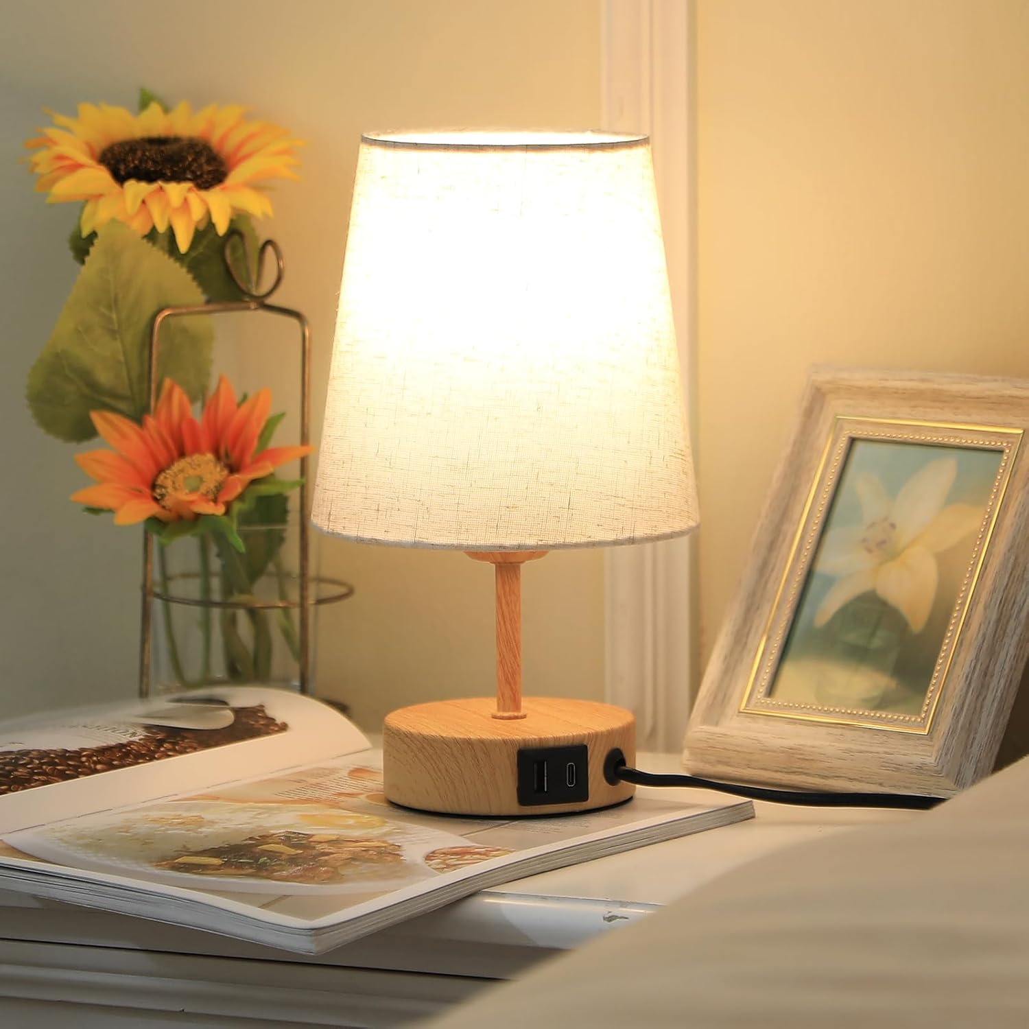 Thumbnail 5 de PreeOtti Touch-dimmbare Nachttischlampe mit USB A+C (inkl. LED-Birne)