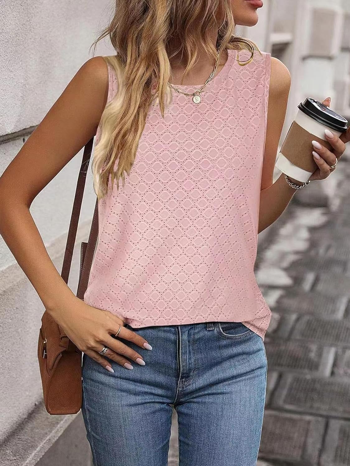 Thumbnail 2 de BAISHENGGT Damen Tank Tops Sommer Rundhals Ärmellos Ausgehöhlt – luftiges Basic Top im leichten Stil