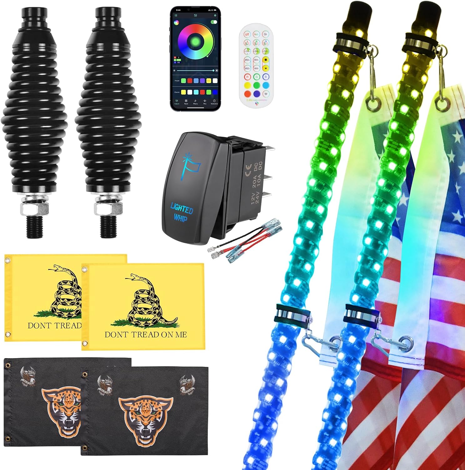 Detalle de Ehaho 3FT Whip Lights RGBW for UTVs