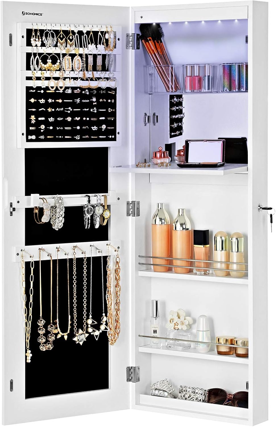 Detalle 2 de SONGMICS JBC63WV1 organizer gioielli con specchio