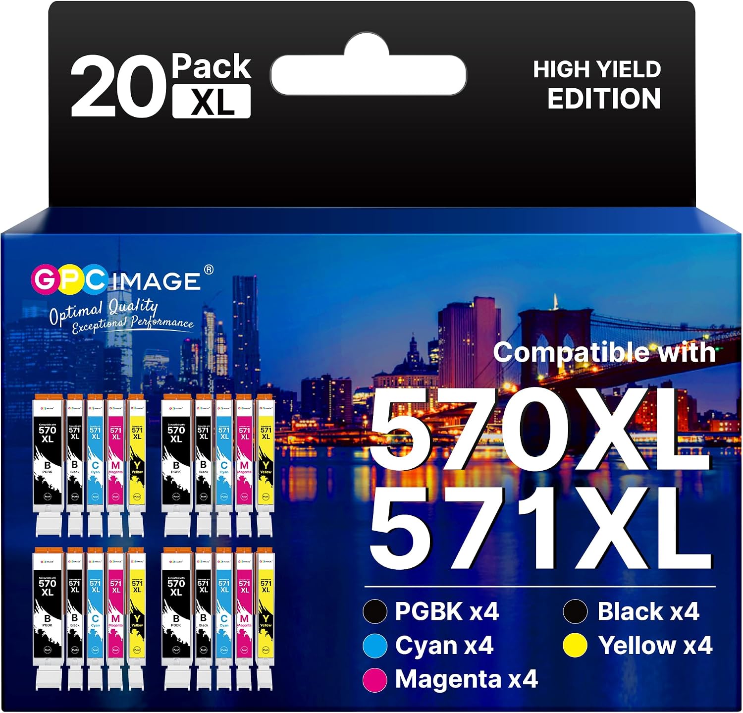 Detalle de GPC IMAGE 570XL/571XL Patronen-kompatibel (20er-Pack) für Canon TS5050 & Pixma – PGI-570 CLI-571 XL