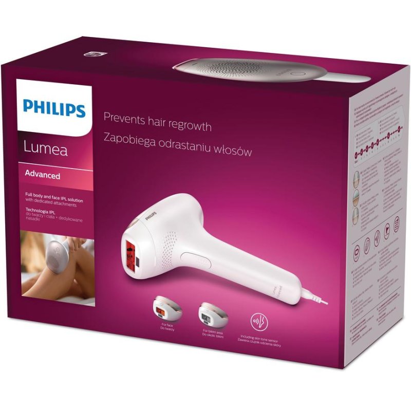 Detalle 2 de Depiladora IPL Philips Lumea Advanced SC1998/00: 5 niveles y 2 cabezales para uso facial y corporal