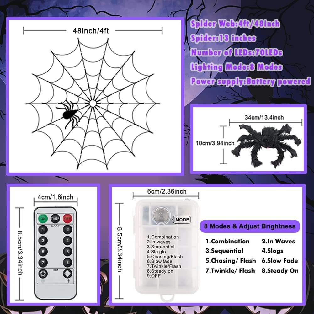 Thumbnail 3 de Spider Web Halloween Lights, 4-Foot Diameter