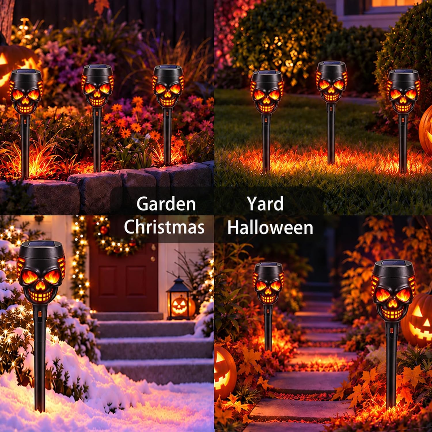 Thumbnail 4 de Swingers hyd8-skullO Solar Torch Lights, Flickering Flame, 12 LEDs
