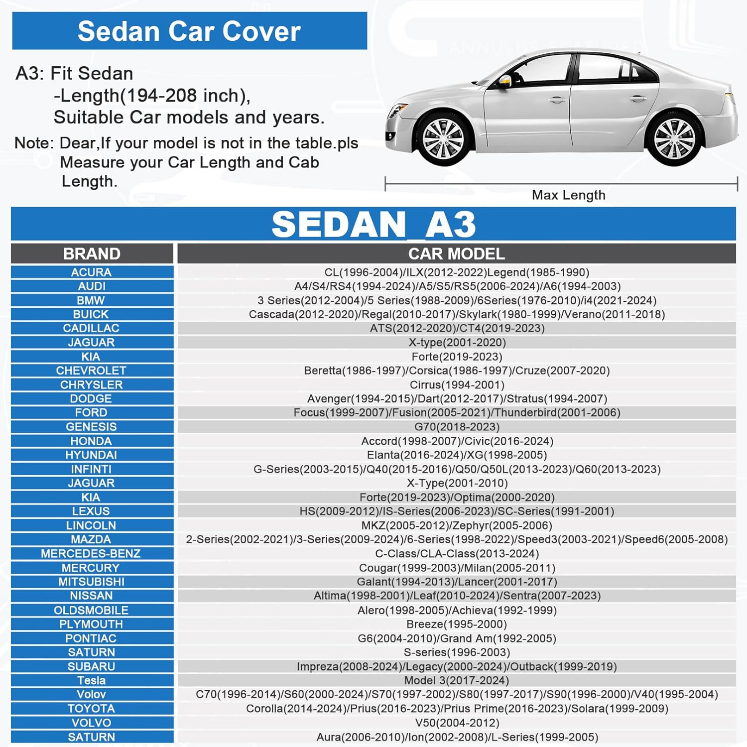 Thumbnail 6 de Sailnovo Sedan Car Cover Waterproof All Weather, 7-Layer Heavy Duty Full Exterior Cover for 194–208 inch Sedans
